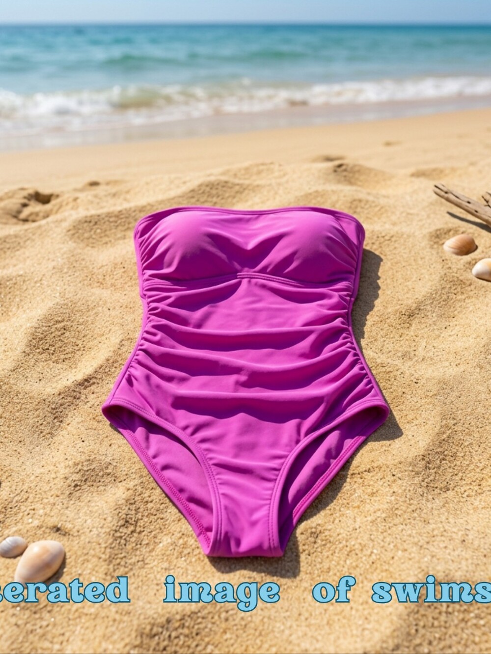 Strapless Ruched One-Piece Swimsuit - Fuchsia Pink